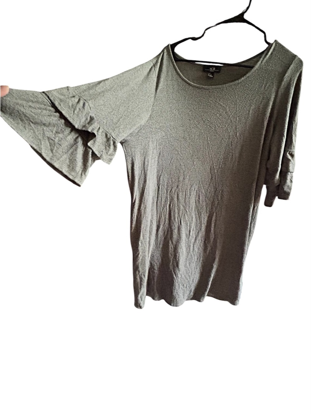 AGB Olive Ruffle Bell Sleeve Top